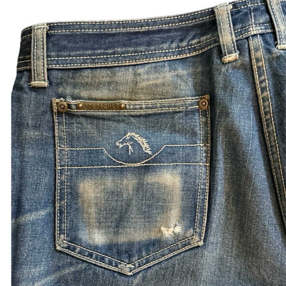 Jordache Y2K Men's Women’s 1980s Worn Blue Bootcut Jeans with Faded Whiskering - Picture 9 of 16